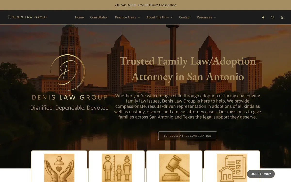 Homepage of Denis Law Group, built by Aspired Websites