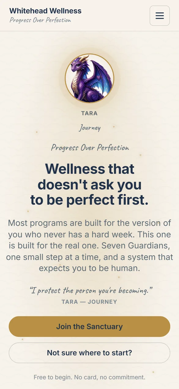 Homepage of Whitehead Wellness, built by Aspired Websites, on a phone
